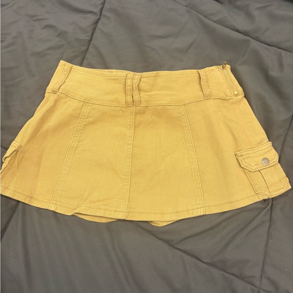 Khaki Mini Skirt shorts underneath